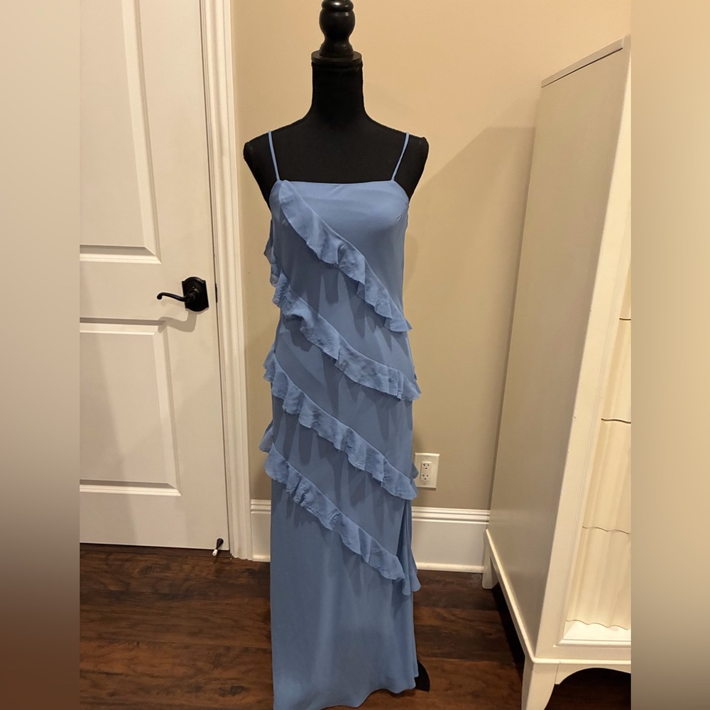 Lucy Paris tiered blue ruffled maxi sundress
